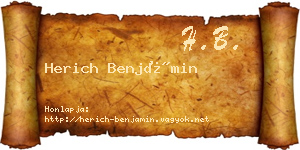 Herich Benjámin névjegykártya
